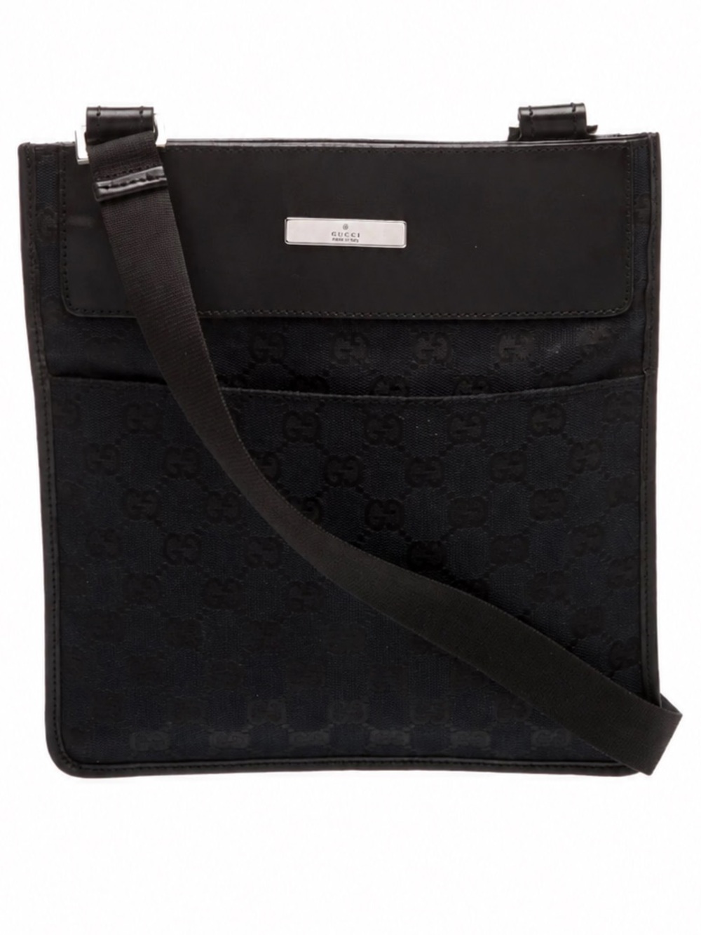 GUCCI GG BLACK CANVAS CROSSBODY BAG